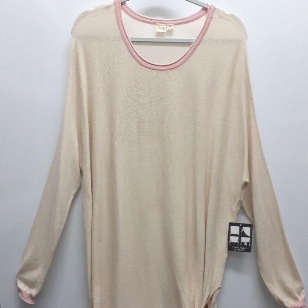 NWT Cloth By Design Cream Pink Cotton Oversized Multi-Wear-Ways Sweater Size XL
